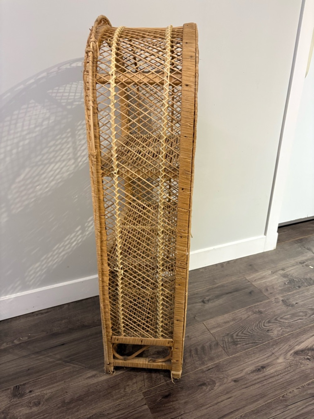 Vintage Rattan wicker shelf free standing floor shelf boho furniture - Picture 8 of 16